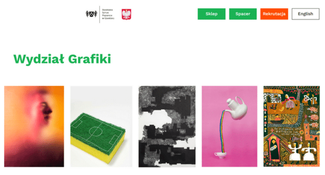 Screen z strony uczelni Kierunek Grafika