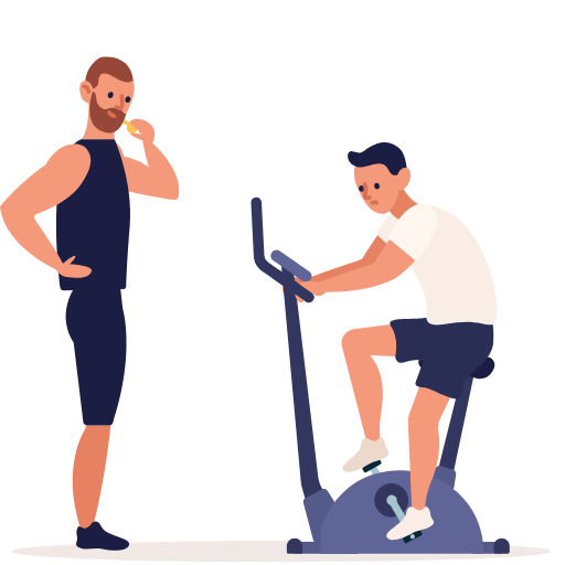 Kurs trenera personalnego ikona 4 - trener obserwuje osobe na rowerku