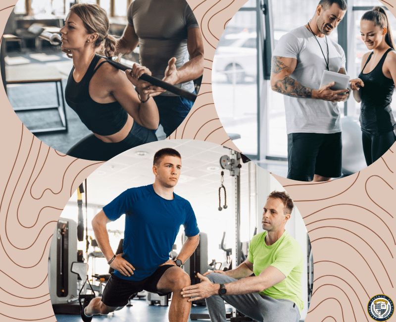 Trener personalny pracujący z klientem