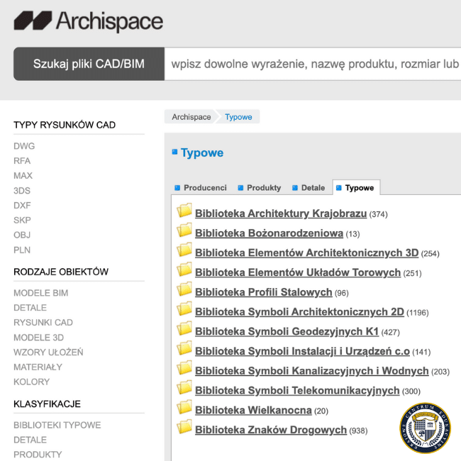 Zrzut ekranu ze strony Archispace
