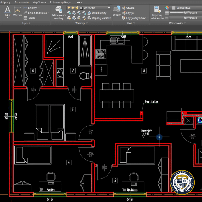 Zrzut ekranu z programu AutoCAD. Temat: bloki w AutoCAD