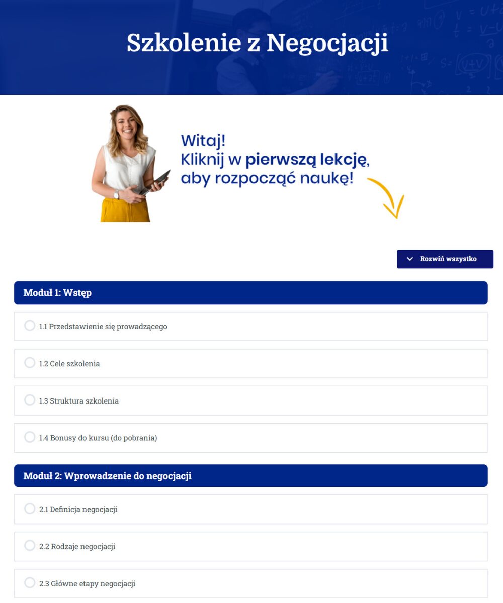 Wnętrze platformy szkolenie z negocjacji