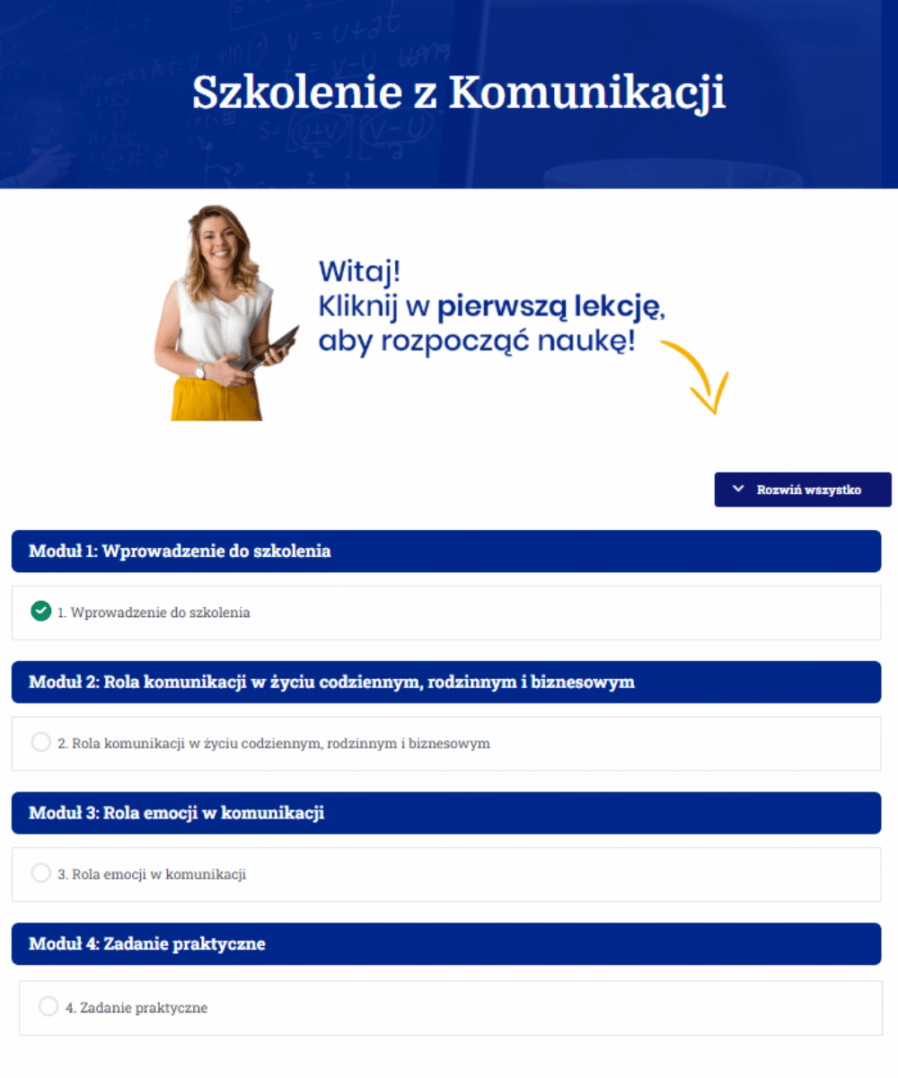 Wnętrze platformy szkoleniowej szkolenia z komunikacji