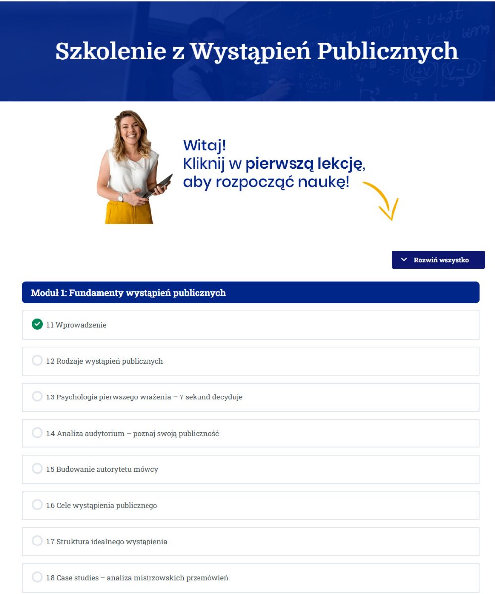 Wnętrze platformy szkolenia w wystąpień publicznych