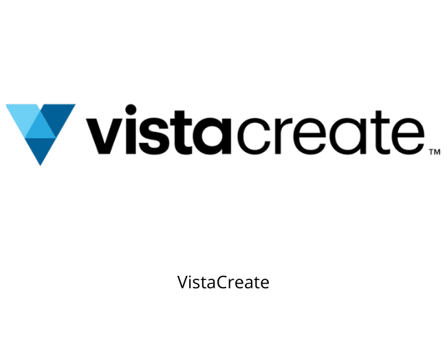 Logo programu VistaCreate - narzędzie online do tworzenia plakatów i materiałów marketingowych