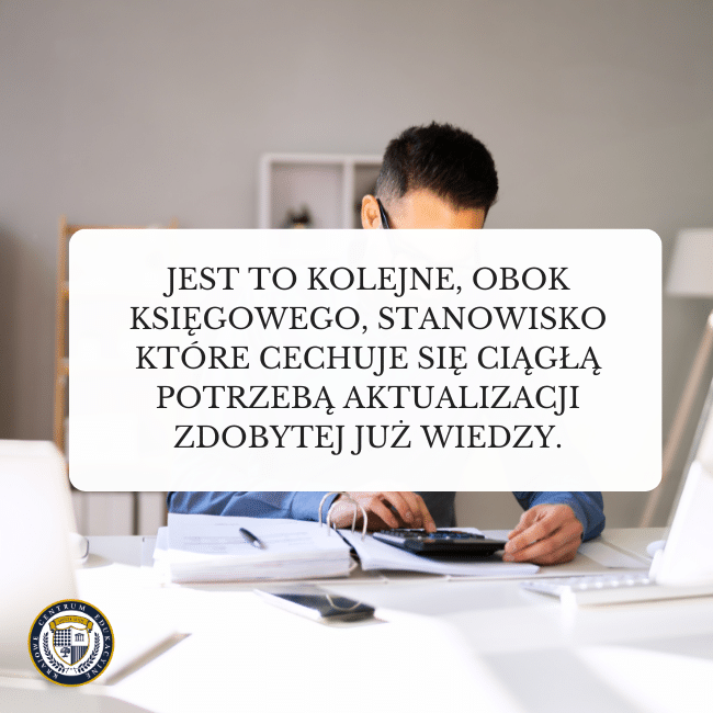 Księgowy przy biurku wykonujący obliczenia - kluczowy element w podstawach kadr i płac to ciągła aktualizacja wiedzy