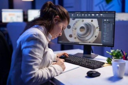 Kurs Inventor - projektantka w czasie pracy
