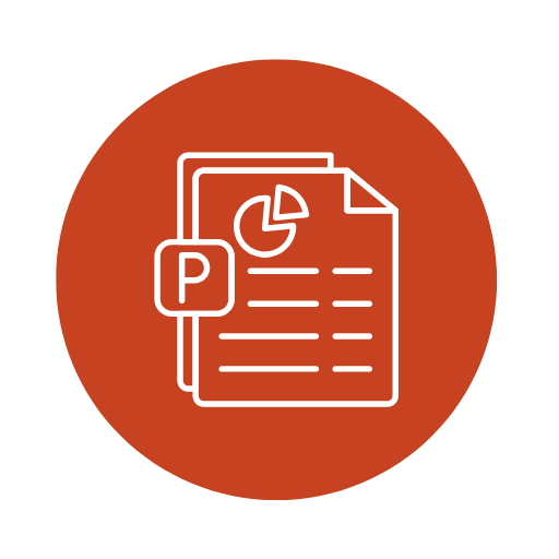 Kurs PowerPoint ikona 2 - ikona dokumentów z wykresami i danymi