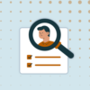Grafika z lupą na dokumencie rekrutacyjnym.