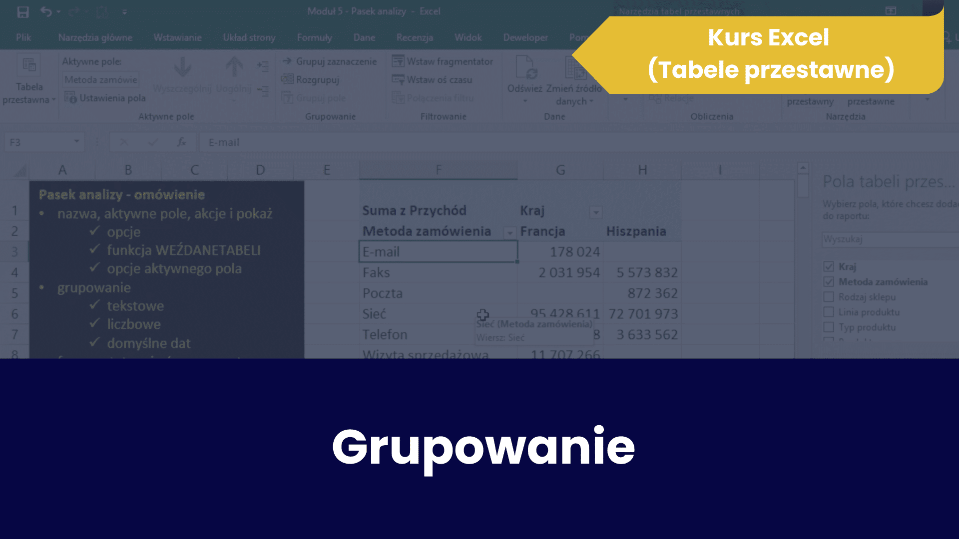 Kurs Excel (tabele przestawne)