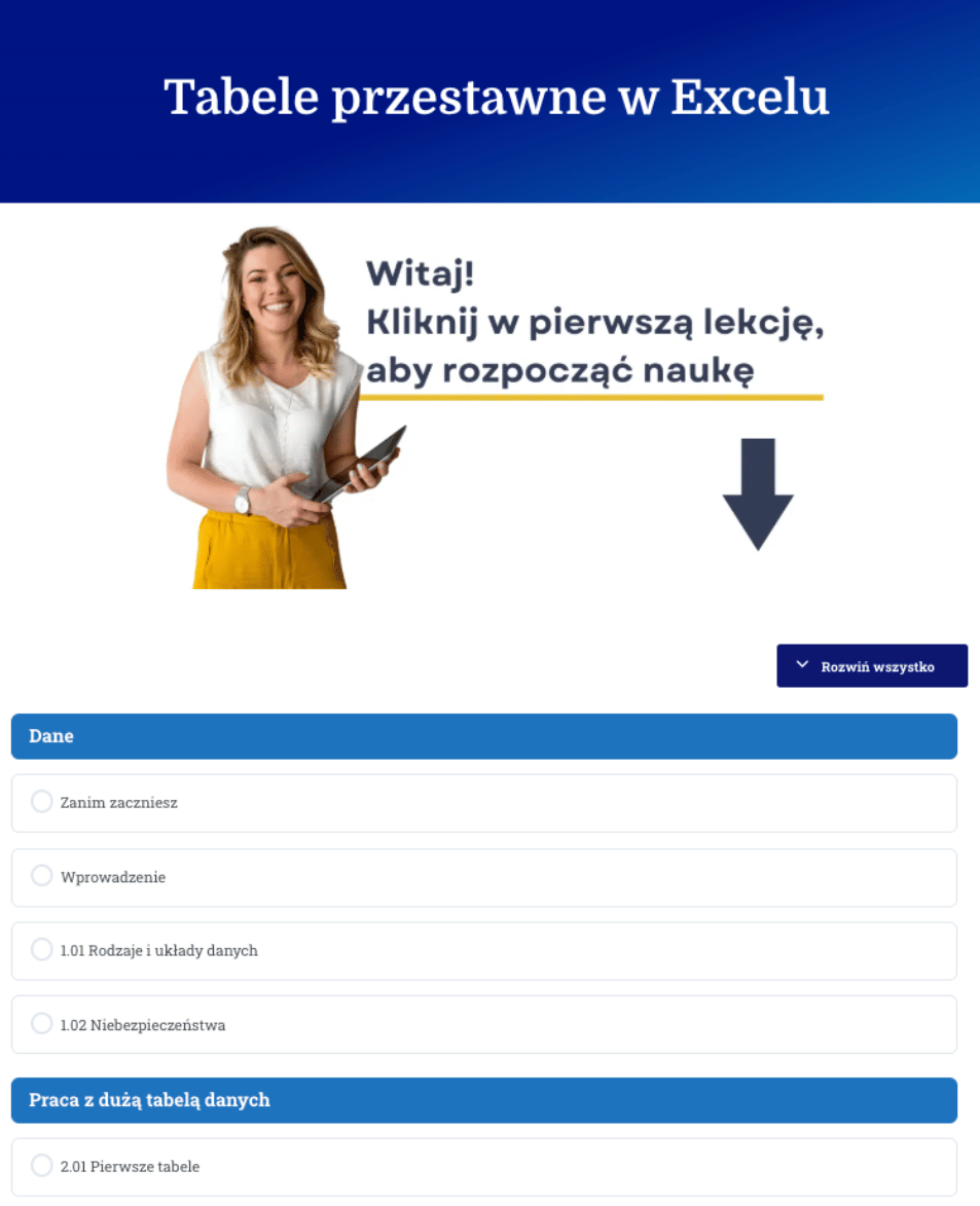 Kurs excel tabele przestawne wnetrze platformy edukacyjnej
