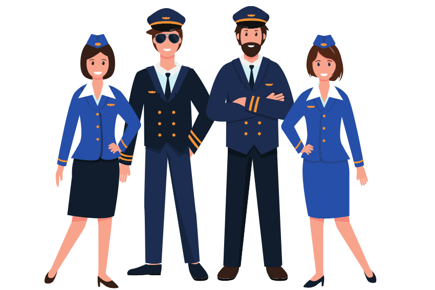 Ikona przedstawiająca pilotów i kobiet stewardessy