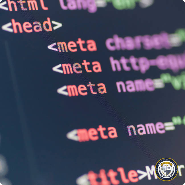 Zbliżenie na kod HTML pokazujący fragmenty tagów meta w sekcji head dokumentu, wyświetlone w edytorze kodu z kolorowym podświetlaniem składni na ciemnym tle