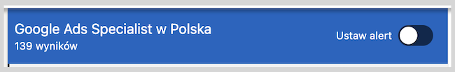 Zrzut ekranu Linkedina - oferty pracy na stanowisku Google Ads Specialist