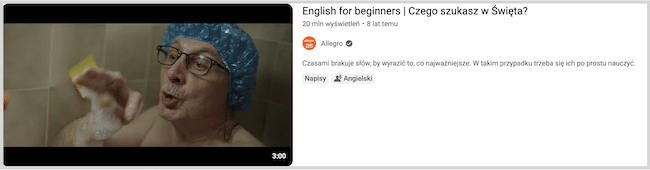 Zrzut ekranu reklamy świątecznej allegro