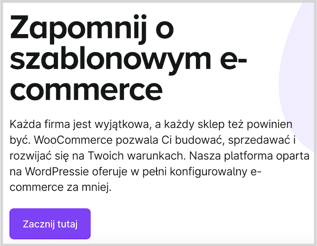 Zrzut ekranu landingu WooCommerce po polsku