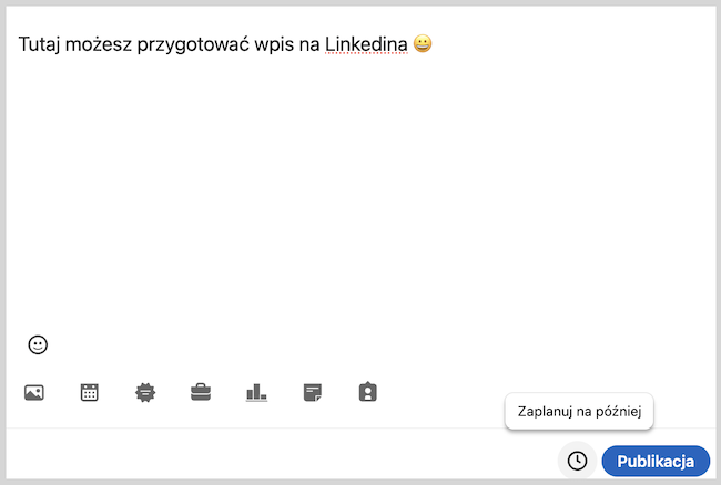 Zrzut ekranu robocznego wpisu na linkedinie
