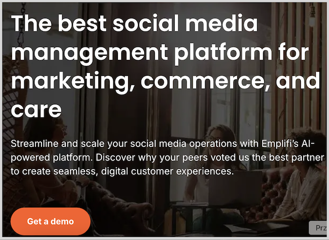 Zrżut ekranu landingu Socialbakers 