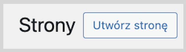 Zrzut ekranu tworzenia nowej strony na WordPressie