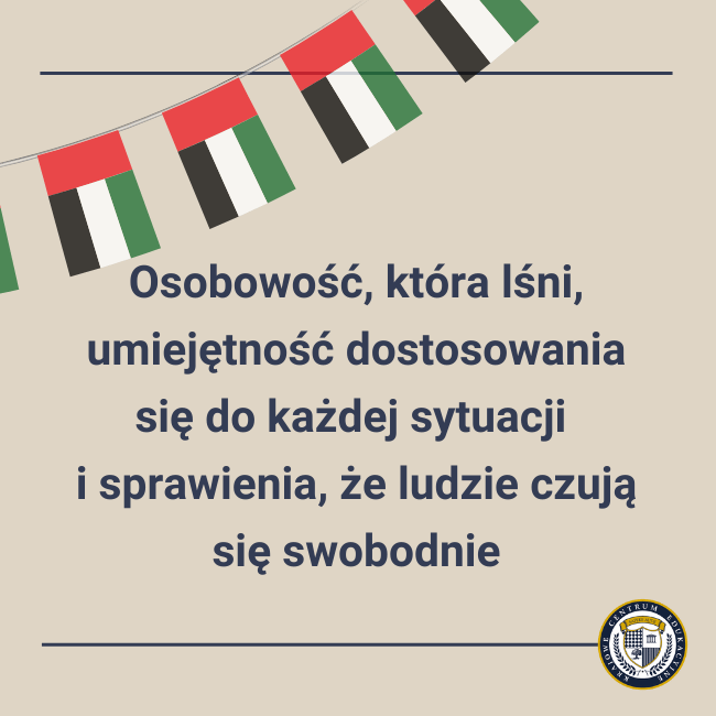 Grafika przedstawiająca wymagania osobowościowe do pracy w Emiratach Arabskich