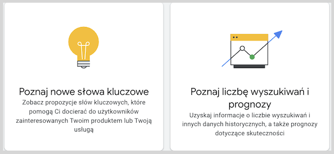 Zrzut ekranu planera słów kluczowych