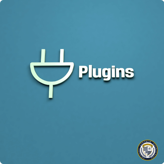 Wtyczki cookies - symbol wtyczki na niebieskim tle z napisem "Plugins"