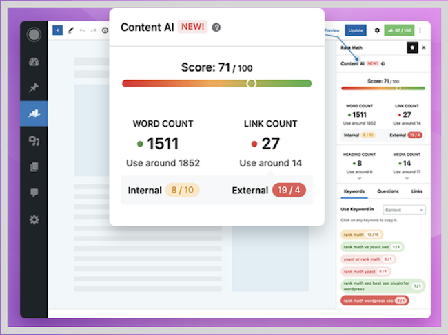 Zrzut ekranu banera wtyczki Rank Math SEO
