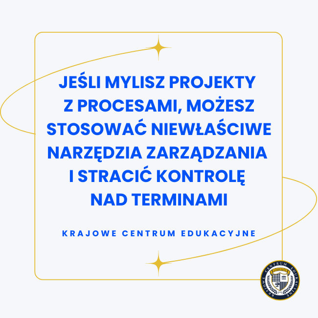 ytat na jasnym tle: Jeśli mylisz projekty z procesami, możesz stosować niewłaściwe narzędzia zarządzania i stracić kontrolę nad terminami