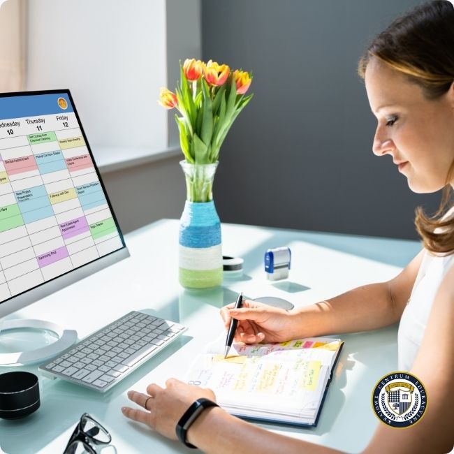 Planowanie tygodnia w aplikacji komputerowej i tradycyjnym notatniku - organizacja pracy