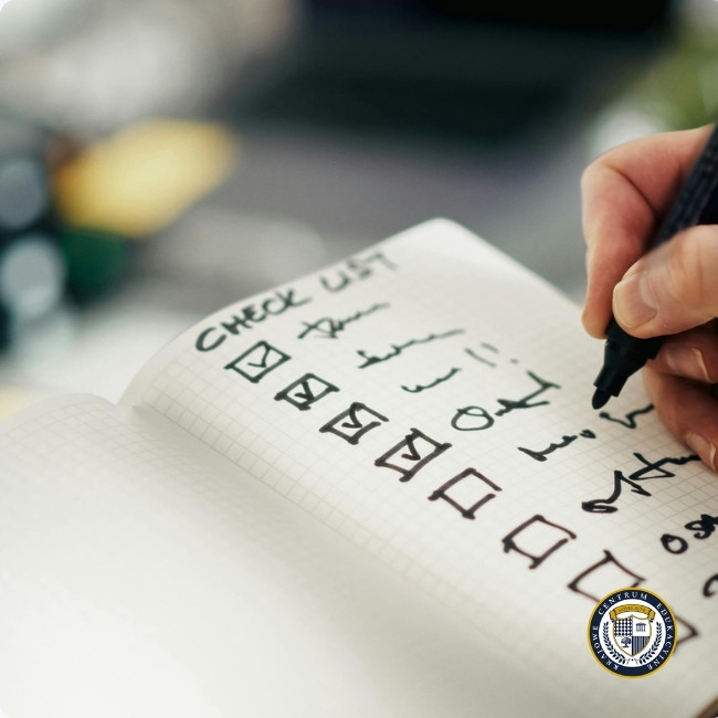 Ręka zapisująca checklistę w notatniku – priorytetyzacja zadań