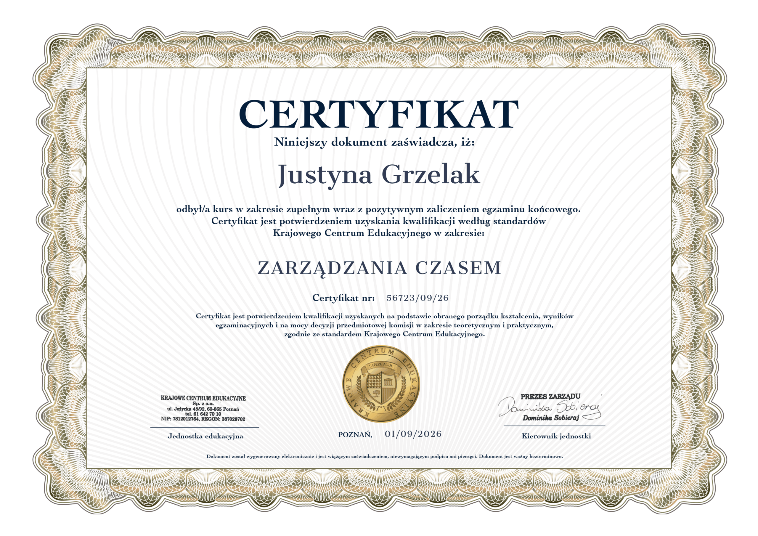 Certyfikat Kurs Zarzadzania Czasem scaled
