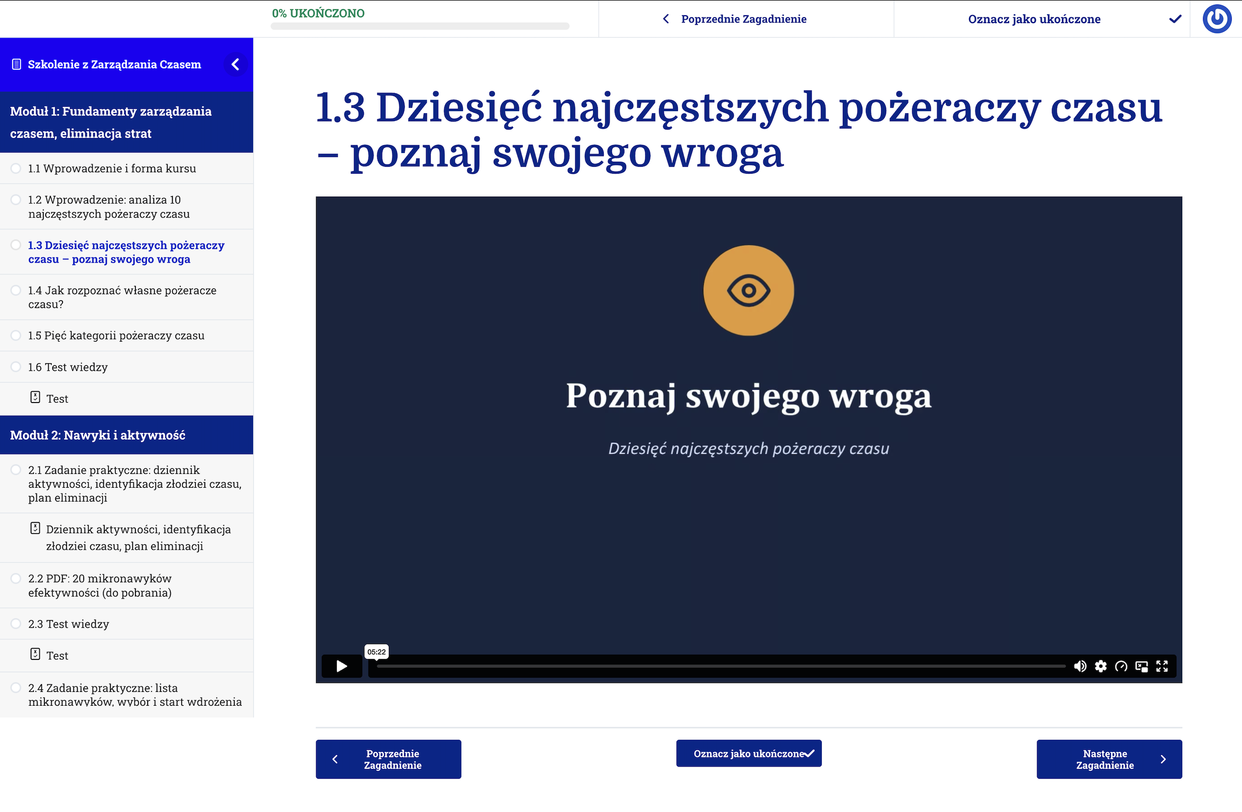 Zarzadzanie Czasem wnetrze kursu